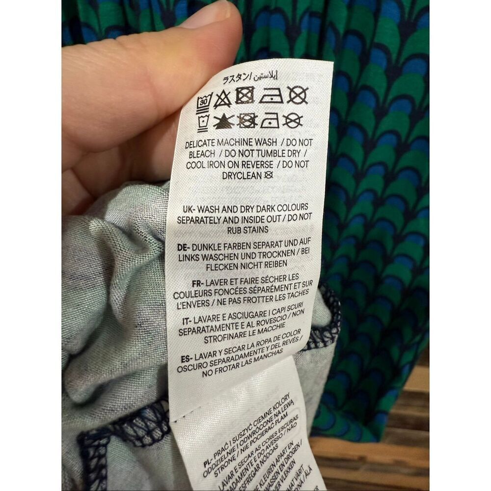 Boden Thea Long Sleeve Midi Dress green blue navy geometric print size 8R - Picture 6 of 9
